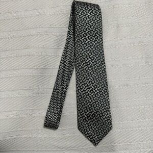 CD Silks pure silk necktie made in Germany. Black with gray/taupe pattern.